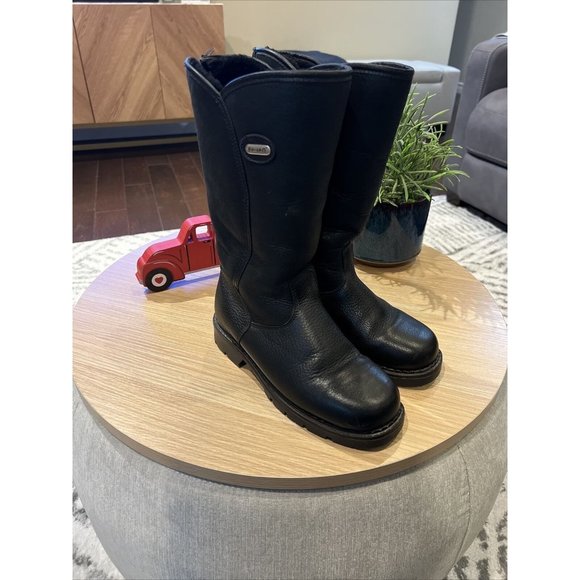 Pajar Women's Black Leather Waterproof Shearling Lined Back Zip Boots Size 7 - Picture 3 of 15